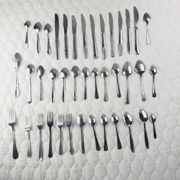 Lot of Silverware 40PCS Knife Spoon Fork Stainless Steel Kitchenware Many Brands - Picture 11 of 16